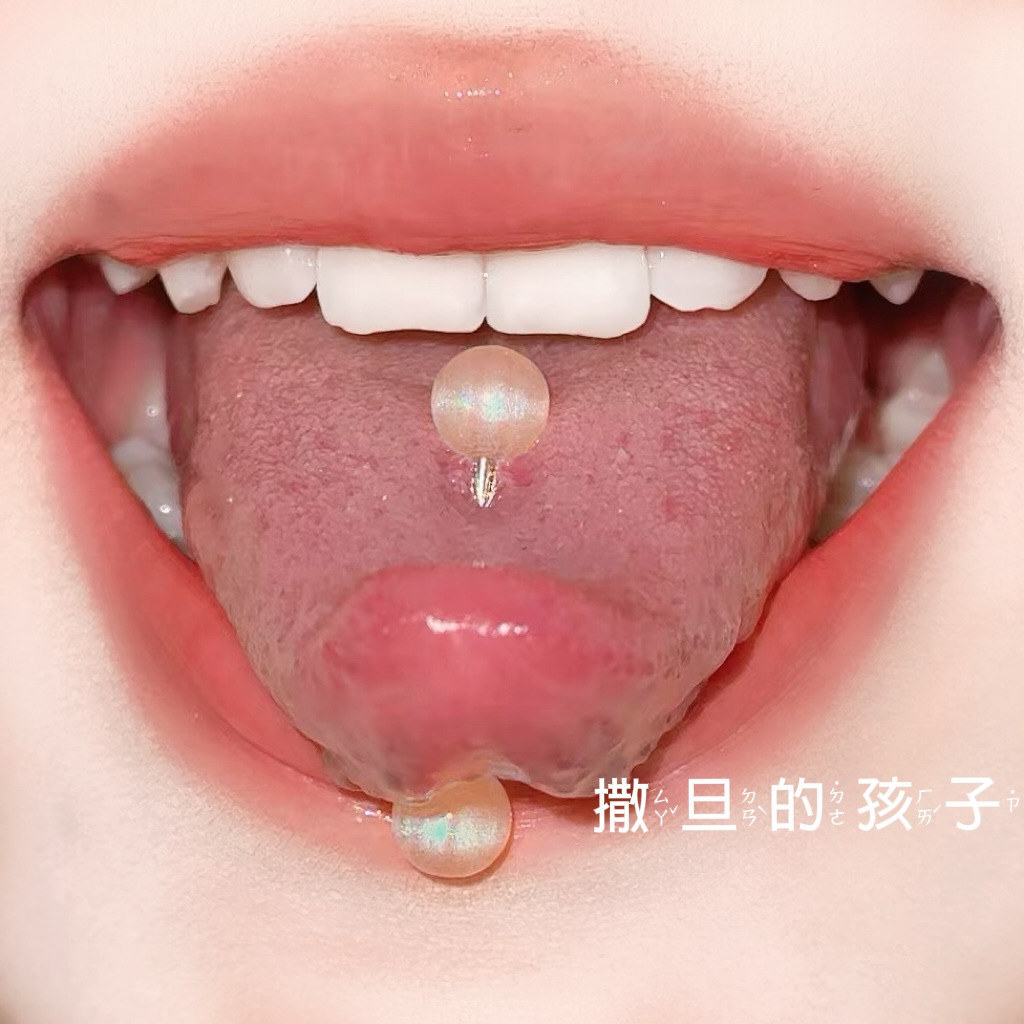 Satan's Child Light Face miu Tongue Nail Acrylic Tongue Ring Comfortable Spice Girls Flash Tongue Barbell Piercing - Image 4