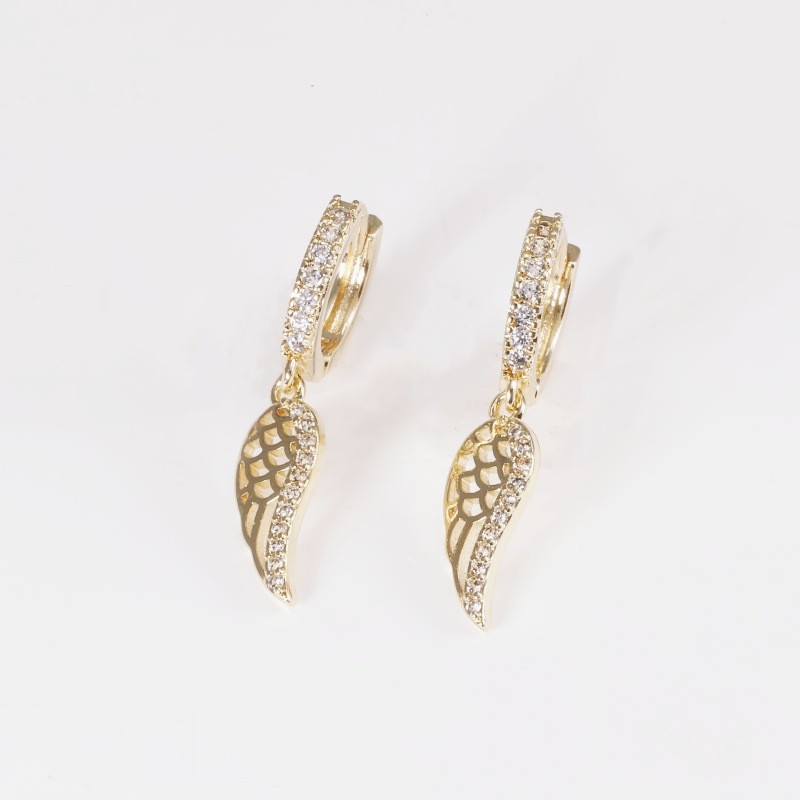 European American Luxury Zircon Love Star Cross Wings Ear Buckle Suit - Gold Earrings for Women - Image 3