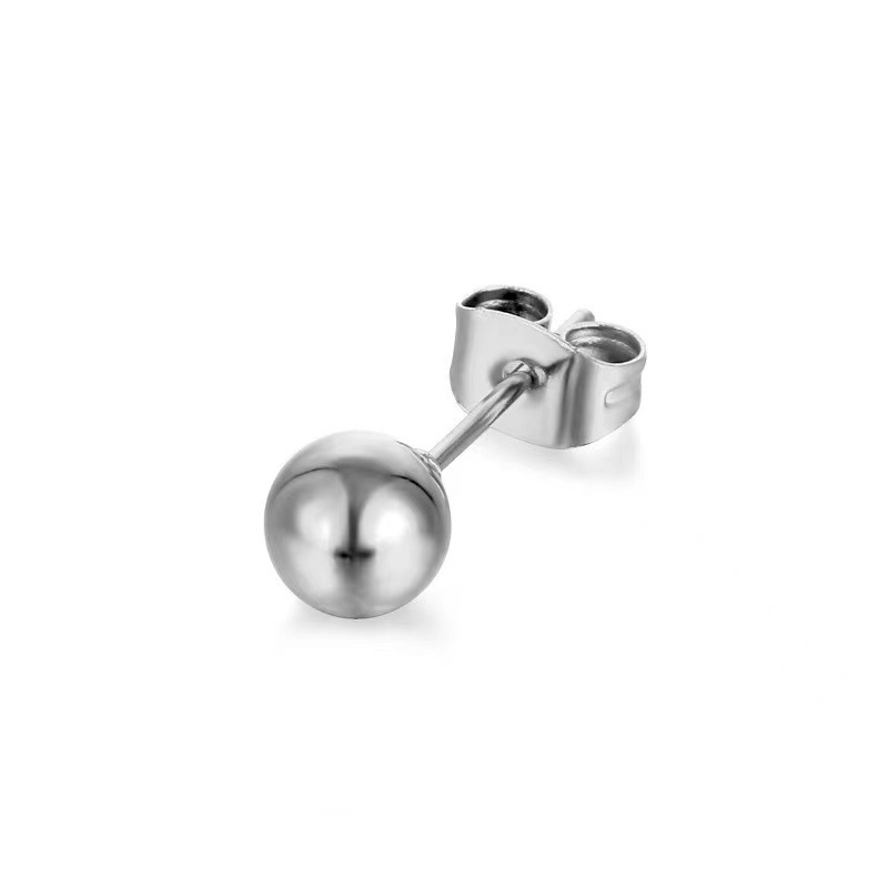 Silver G23 Titanium Earrings Ball Fine Needle Integrated Butterfly Buckle Earplugs Body Piercing Jewelry - Image 5