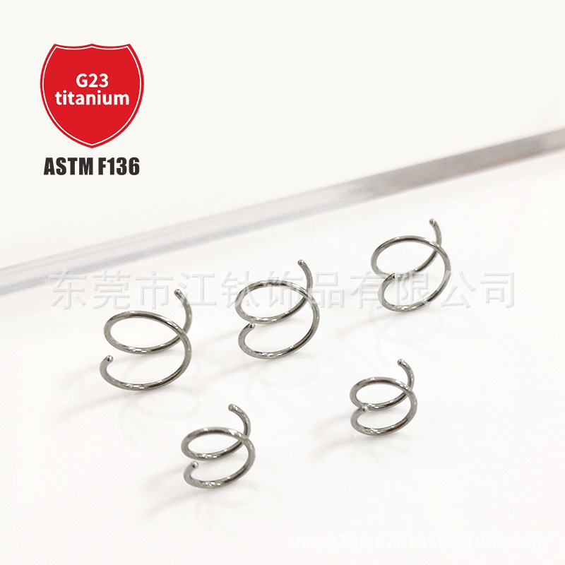 F136 Titanium Nose Ring Coil - G23 Titanium Alloy Body Piercing Jewelry, 0.8x12mm - Image 2