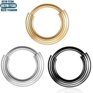 F136 Titanium Alloy 3-Layer Stacked Seamless Hoop Nose Ring Septum Earring Conch
