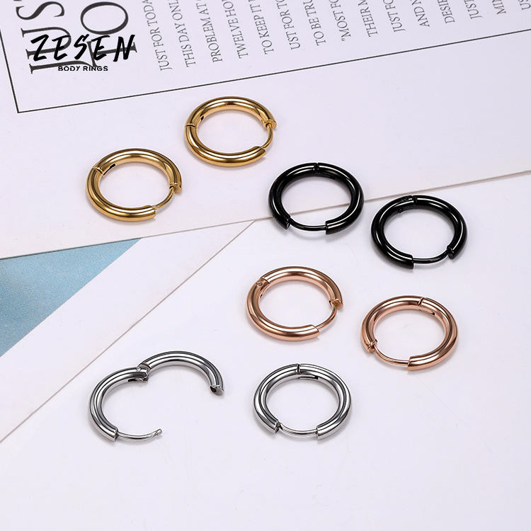 High Quality 316L Surgical Steel Round Wire Earrings Circle Earrings for Men and Women Rainbow Color - Image 3