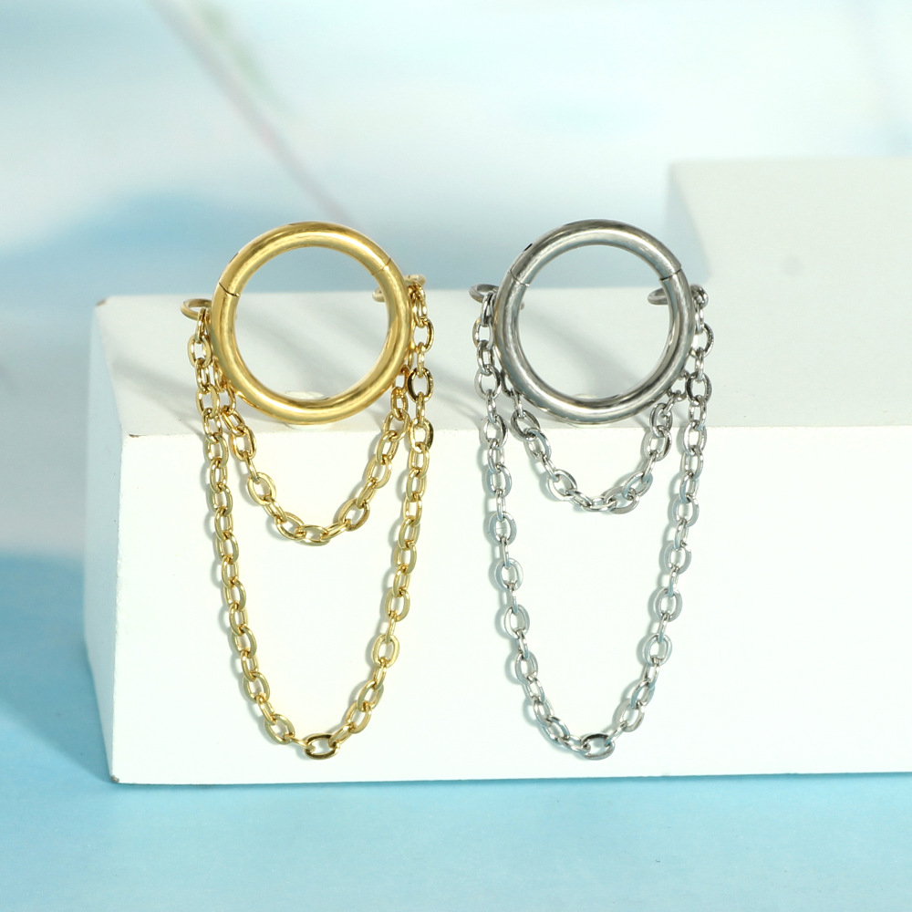 F136 Titanium Nose Ring Tassel Ear Bone Ring Closed Ring Piercing Jewelry for Men and Women Fashion Earrings - Image 2