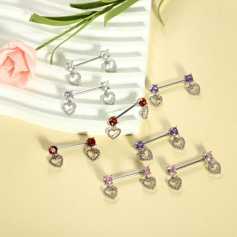 Heart Shaped Stainless Steel Nipple Ring Simple Geometric Body Piercing Jewelry for Daily Wear Pair - Image 4