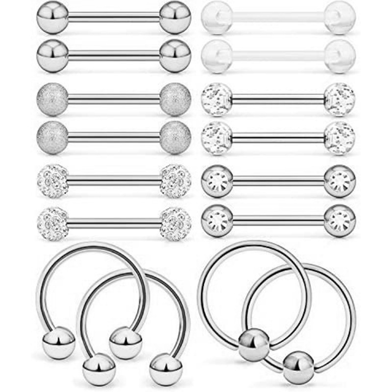 Amazon Suit Body Piercing Jewelry Stainless Steel Tongue Ring Nipple Ring Nail Set - Image 3