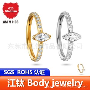 G23 Titanium Alloy Ear Hoop with Marquise Zircon - Geometric Body Piercing Earring