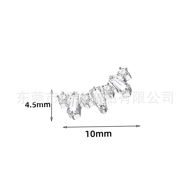 G23 Titanium Trapezoid Inlaid Zircon Ear Bone Nail - Cartilage Stud for Helix Tragus Ear Piercing - Image 3