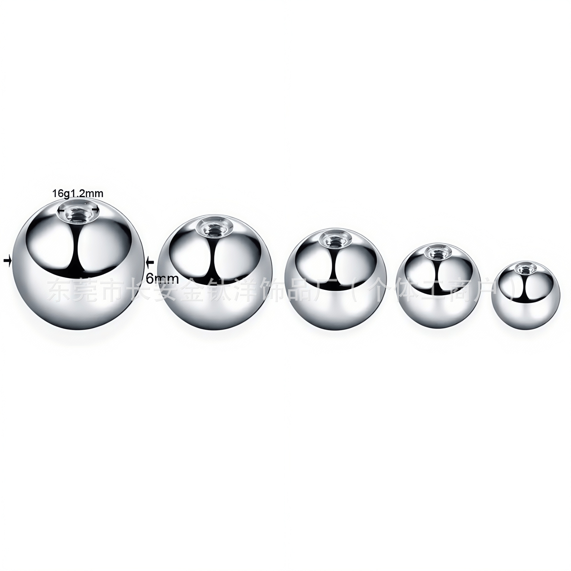F136 Titanium Externally Threaded Tongue Nail Lip Labret Barbell with Ball - G23 Titanium Piercing Jewelry 1.6mm - Image 2