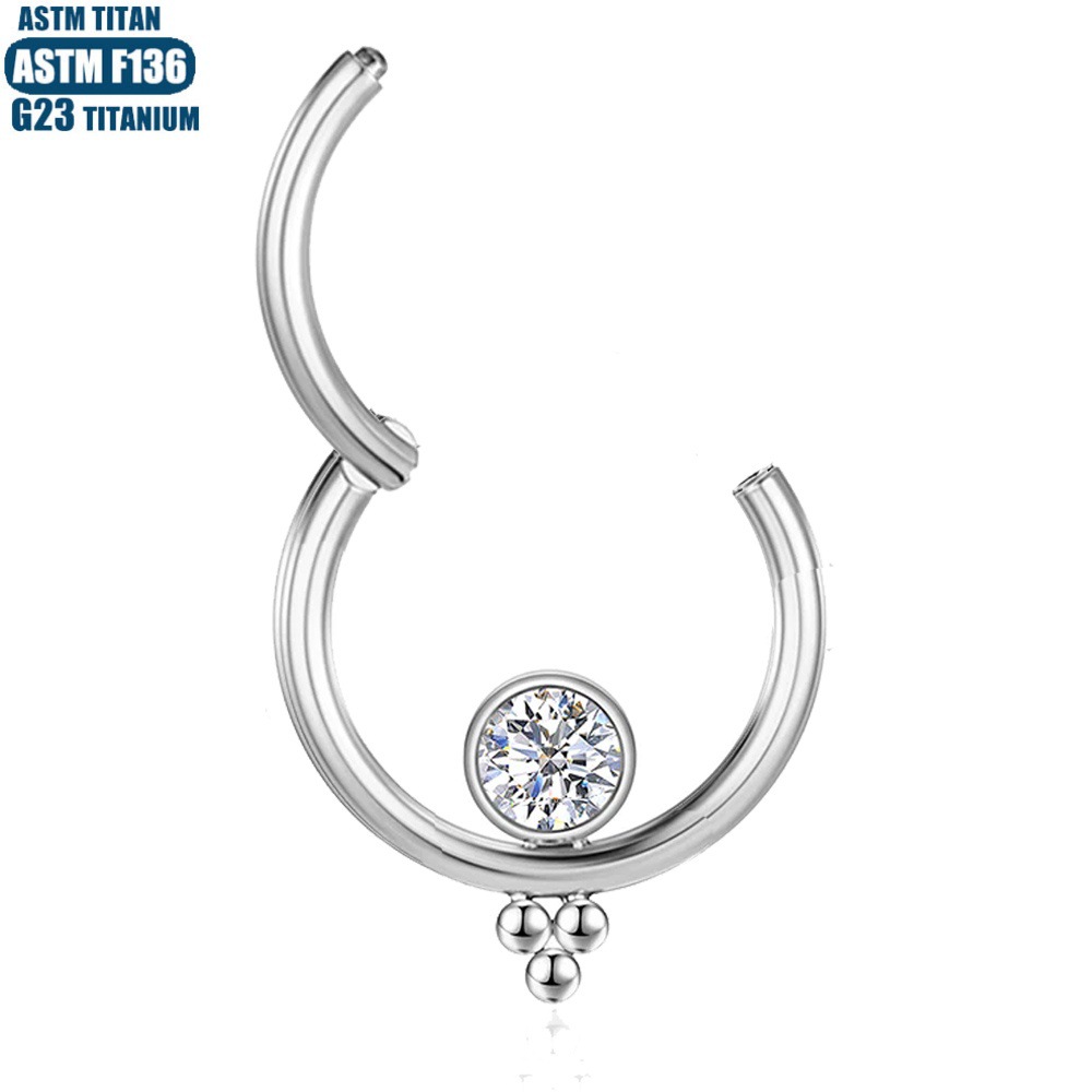 1.2mm G23 Titanium Seamless Nose Ring with Zircon Welding Beads - Body Piercing Earring for Men and Women - Image 3