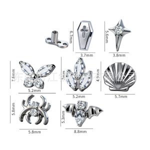 G23 Titanium Alloy Spider Bat Skin Graft Nail Embedded Bone Nail Body Piercing Jewelry Internally Threaded
