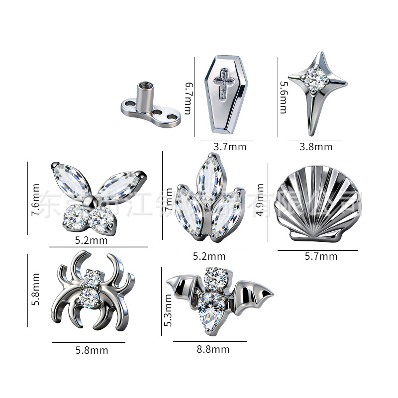 G23 Titanium Alloy Spider Bat Skin Graft Nail Embedded Bone Nail Body Piercing Jewelry Internally Threaded - Image 2