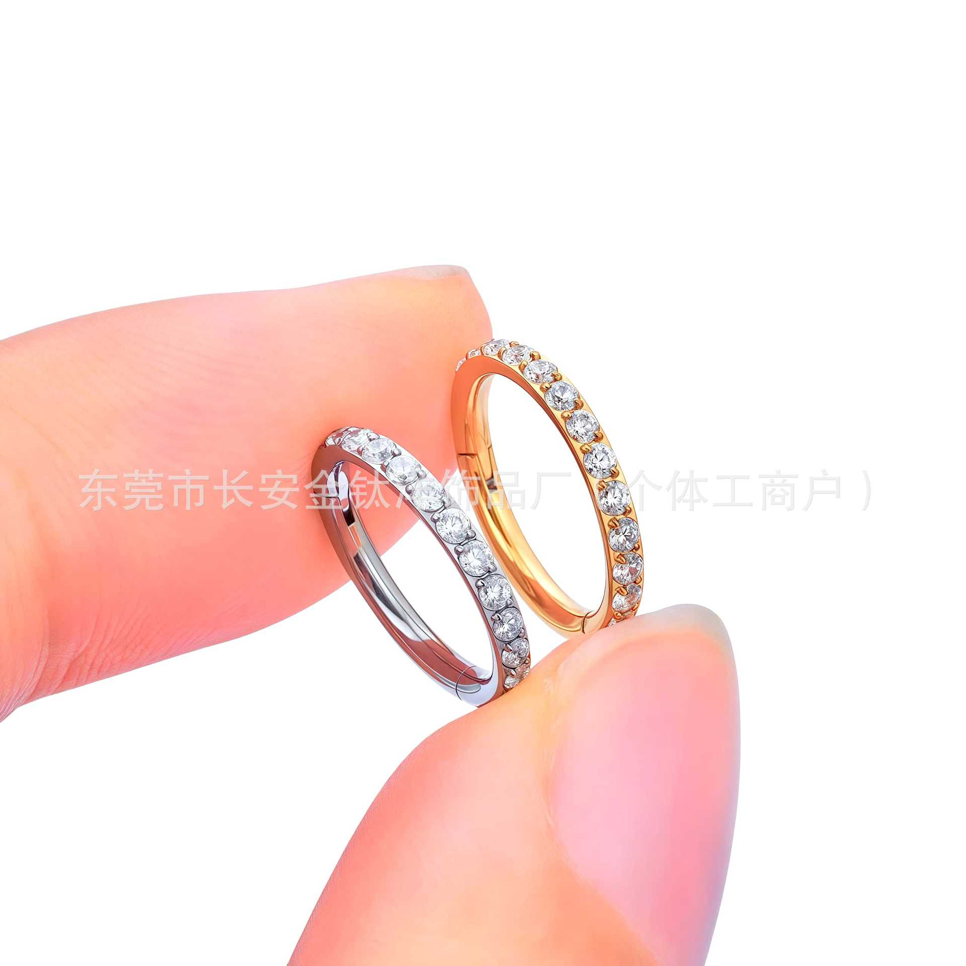 F136 Titanium Inlaid Zircon Closed Ring Earrings, Nose Rings, Lip Rings, Ear Studs, Cartilage Rings, G23 Titanium Body Piercing - Image 3