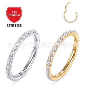 Distinctive Closed Ring Seamless Nose Ring Bevel Top Implanted Ear Bone Ring Gold G23 Titanium ASTM F136