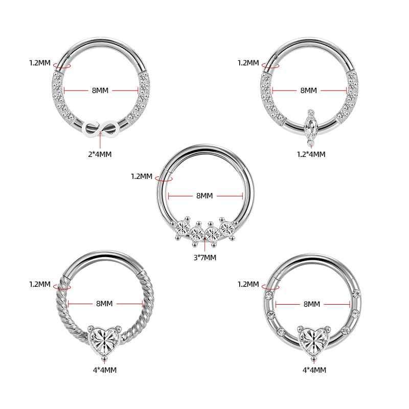 2023 New Hot Stainless Steel Diamond CZ Nose Ring Zircon Nose Decoration Women's Elegant Fashion Nose Hoop - Image 5