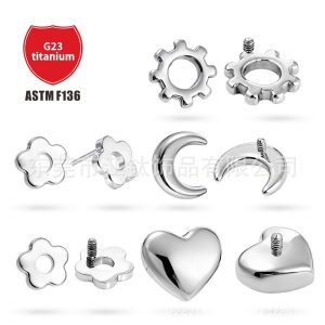 G23 Titanium Alloy Ear Piercing Jewelry - Moon Heart Geometric Cartilage Stud for Ear Bone Lip Nails