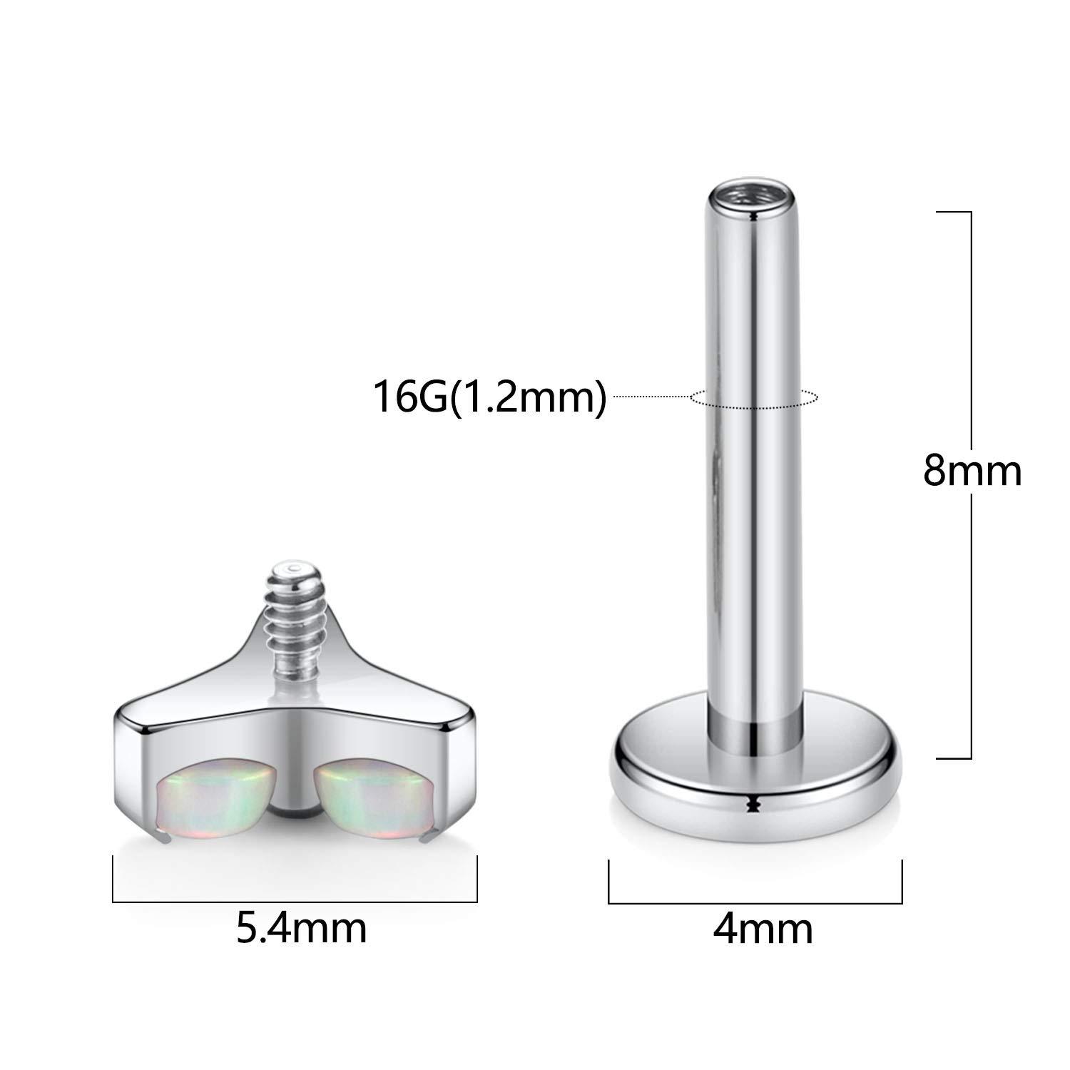 G23 Titanium Ear Nail Triangle Flower Bag with Opal Labret Stud Lip Nail Internal Thread Piercing Jewelry - Image 3