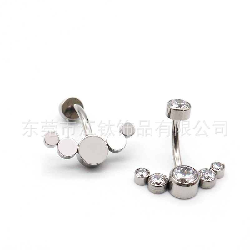 F136 Titanium Navel Ring with G23 Titanium Alloy Cylinder Inlaid 5A Cubic Zirconia Belly Button Piercing Jewelry - Image 5