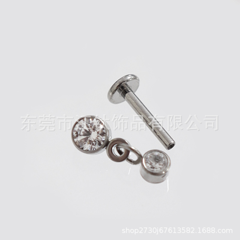 F136 Titanium Earring Pendant Set 5A Zircon Lip Nail Cross-Border G23 Titanium Alloy Human Piercing Jewelry Ear Bone Stud - Image 2