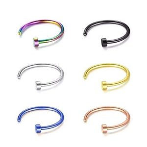 Stainless Steel C-Shape Nose Ring Nose Stud 6 Color Mixed Set - Popular Body Piercing Jewelry for Europe and US Amazon Supply