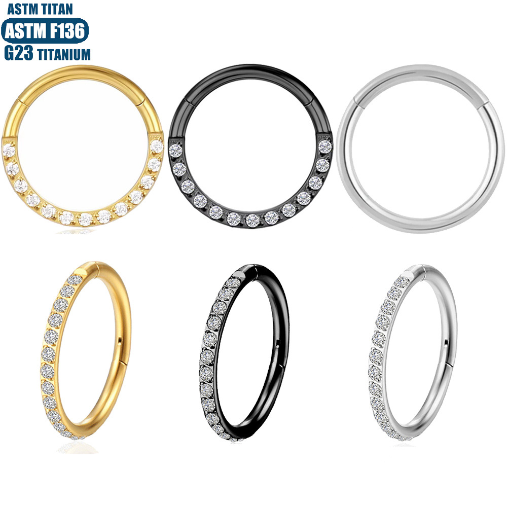 F136 Implant Grade Titanium Alloy Nose Ring Earring with Zircon CNC Seamless Ring - Fashion Geometric Jewelry - Image 5