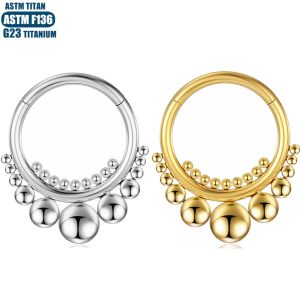 F136 Titanium Nose Ring Hoop Fashion Earring Welded Beads Implant Grade Seamless Closed Ring Body Piercing Jewelry