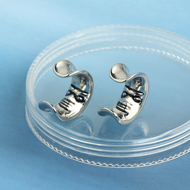 Ear Expansion Open Hollow Moon Ghost Face Auricle Ear Plugs Piercing Jewelry 16mm Stainless Steel - Image 3