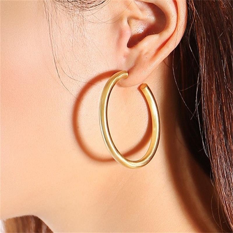 Minimalist C-Shaped Hoop Earrings for Women 40mm Titanium Steel Ear Jewelry Trendy Street Style - Image 4