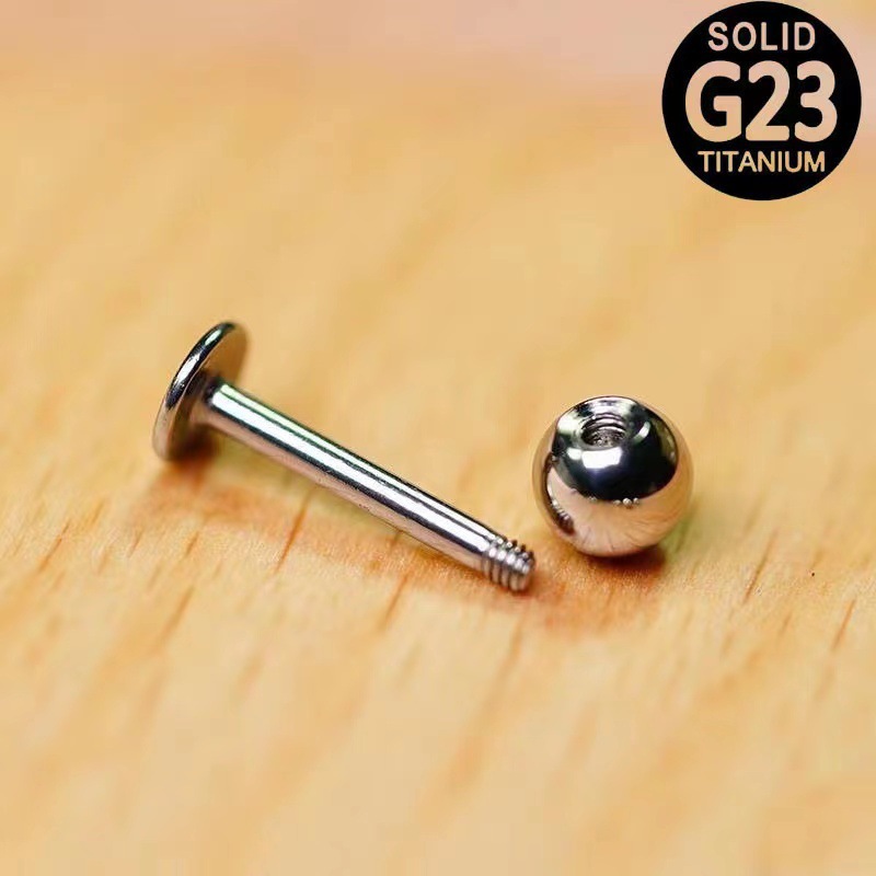 F136 Titanium Alloy Externally Threaded Lip Nail 1.2mm Round Ball Tongue Nail Flat Bottom Rod Ear Nail G23 Titanium Body Piercing Jewelry - Image 4