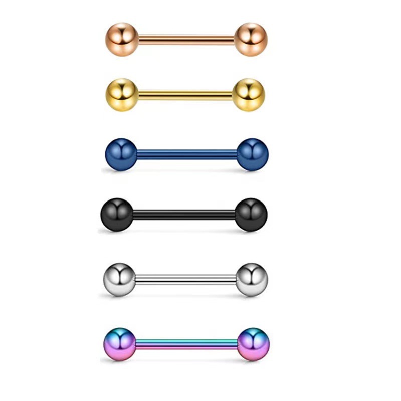 G23 Titanium 16G Externally Threaded Straight Barbell with Double Ball Ends for Tongue Nipple Piercing Jewelry - Image 5