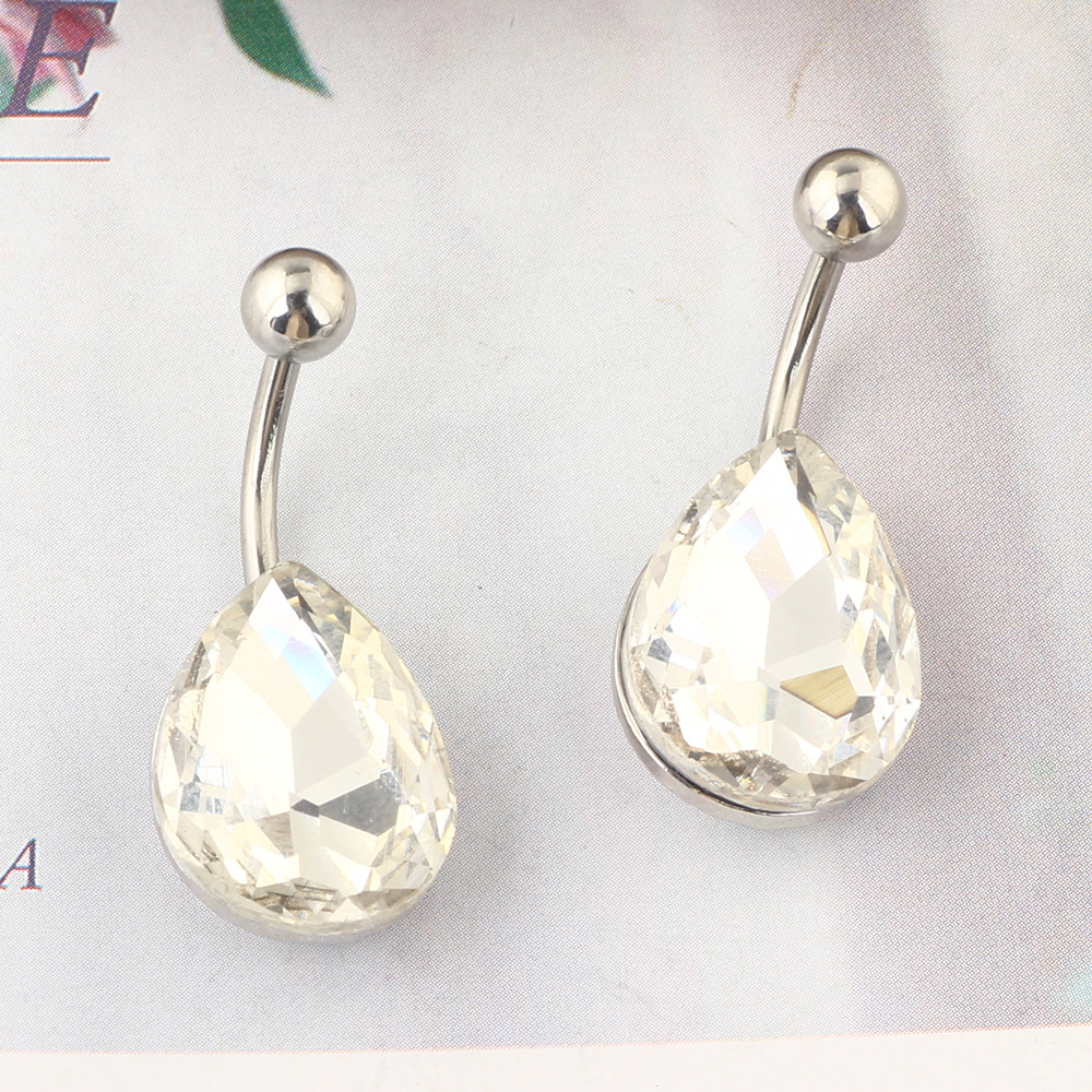 European American Sexy Water Drop Large Zircon Navel Ring Diamond Inlaid Zircon Belly Button Ring Cross-Border Piercing Jewelry Wholesale - Image 4