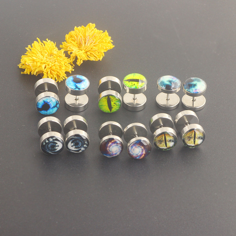 316L Surgical Steel Dumbbell Earrings Black Street Trendy Korean Fashion Barbell Earrings - Image 3