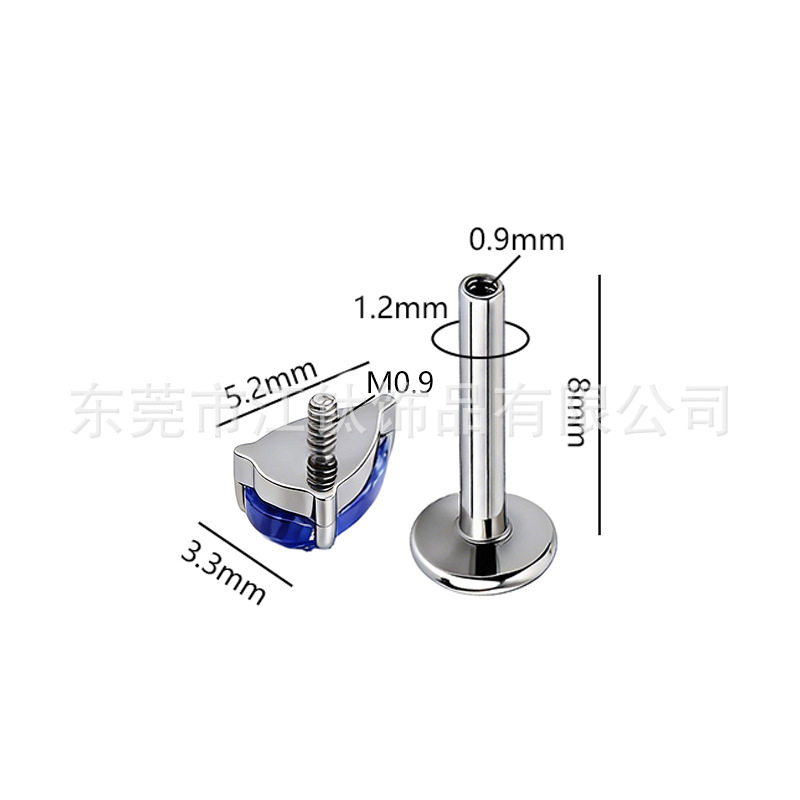 G23 Titanium Earring Stud Natural Stone Water Drop Geometric Polished Unisex Body Piercing Earrings - Image 2