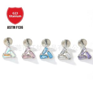 G23 Titanium Ear Cartilage Stud Heart Shape CZ Piercing Jewelry - 16G 8mm Labret Flat Back