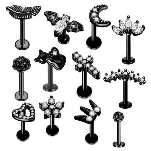 New Stainless Steel Screw Earrings Leaf Studs Cochlear Piercing Jewelry Lip Ornaments 8mm 18K Gold Plated Unisex Wholesale
