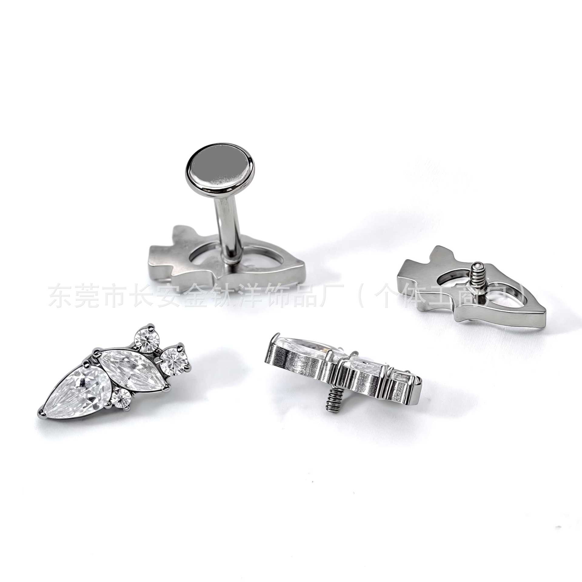 F136 Titanium Geometric Stud Earrings with 5A Zirconia - G23 Titanium Alloy Piercing Jewelry Ear Bone Studs - Image 4