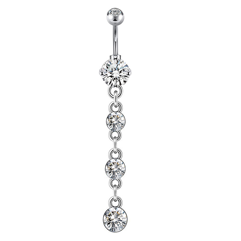 Elegant Floral Zircon Navel Ring Stainless Steel Belly Button Piercing Jewelry - Image 2