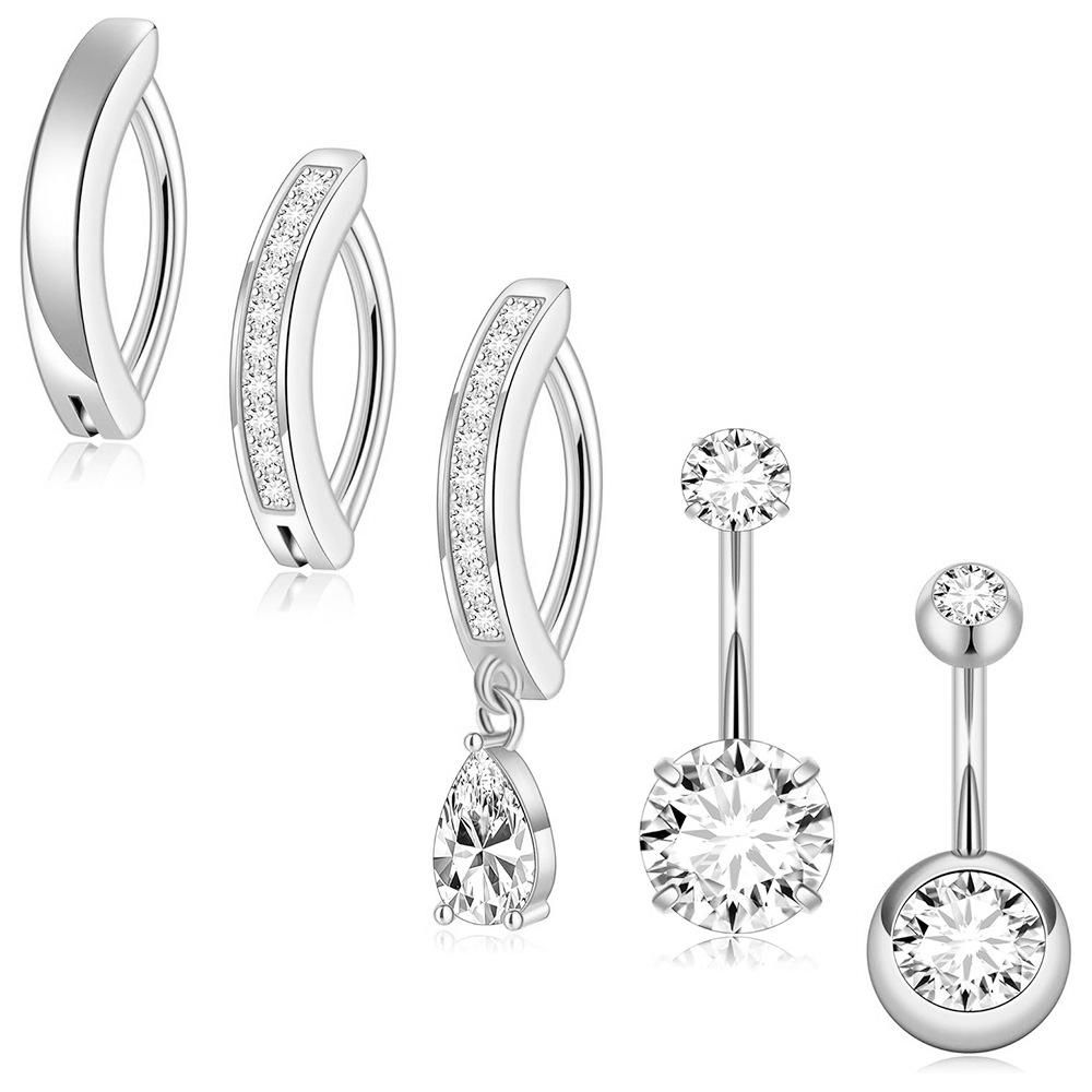 Cross-border Stainless Steel Belly Button Ring with Zircon for Men and Women Smooth Belly Suit In Stock - Image 2