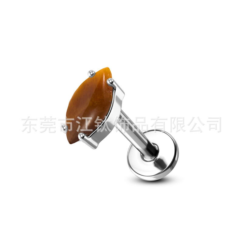 F136 Titanium Ear Bone Nail Natural Stone Cross Border G23 Titanium Alloy Body Piercing Ear Stud - Image 4
