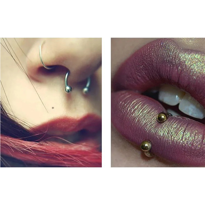 G23 Titanium F136 External Thread Horseshoe Nose Ring Septum Piercing Jewelry - Image 2