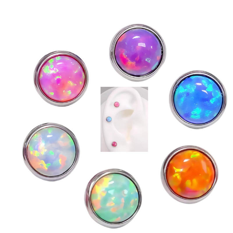 G23 Titanium Alloy External Thread Wave Opal Lip Nail Eyebrow Ear Bone Body Piercing Jewelry Wholesale - Image 2