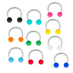 Heart Shape Horseshoe Ring Stainless Steel Acrylic Body Piercing Jewelry Multi-Use Nose Lip Eyebrow Septum