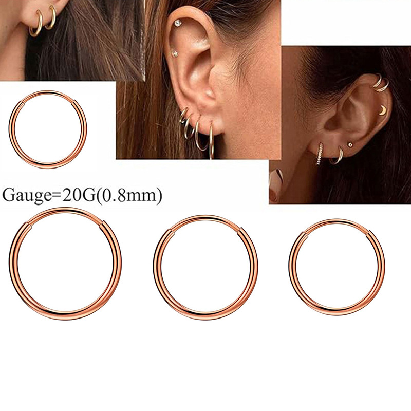 Stainless Steel Gold Coil Earrings – Star Shape Hoop Earrings for Men Women – 1.2mm 1.6mm 2.5mm - Image 4