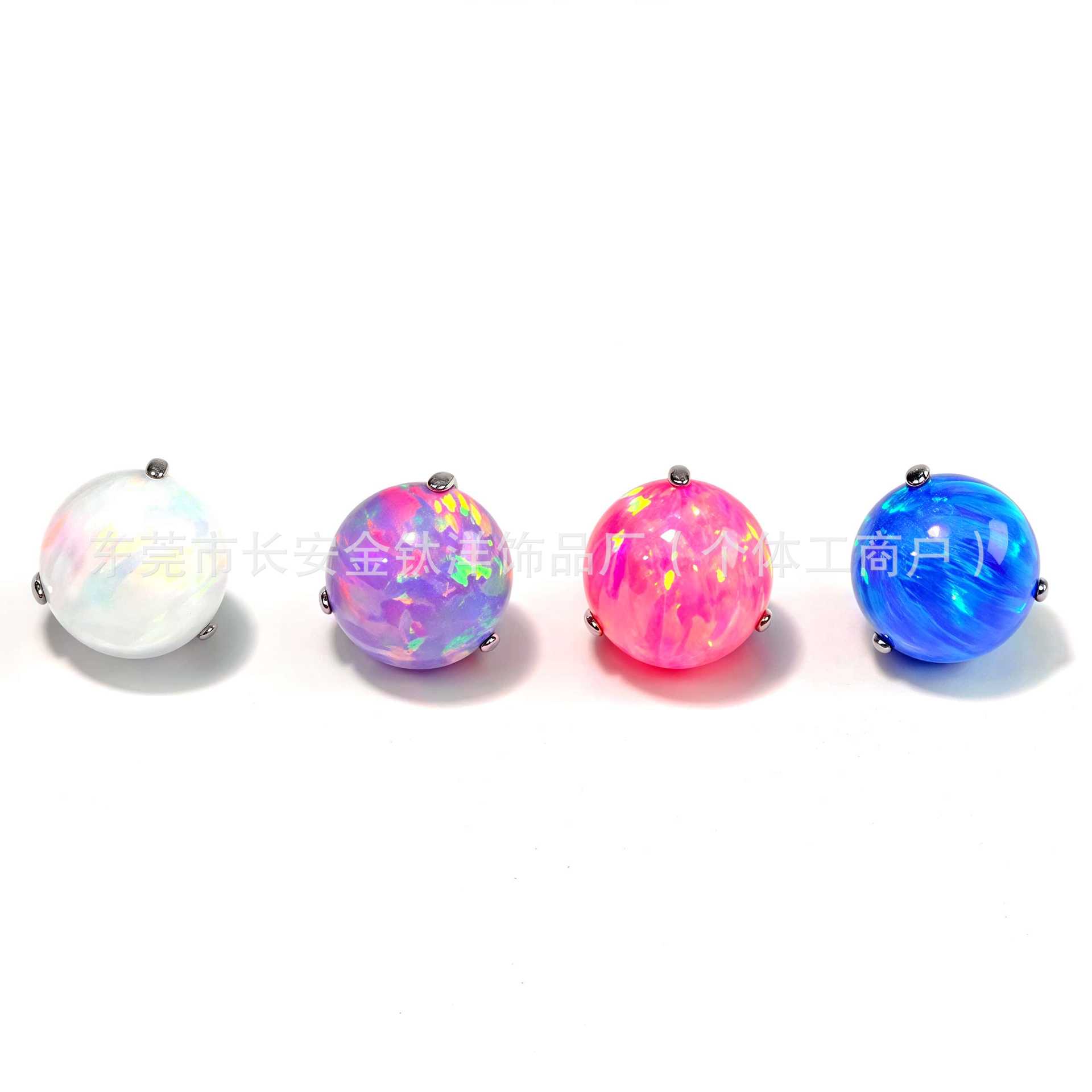 F136 Titanium Lip Stud Opal Three-Prong Round Ball Tongue Stud Ear Bone Labret Body Piercing Jewelry - Image 5