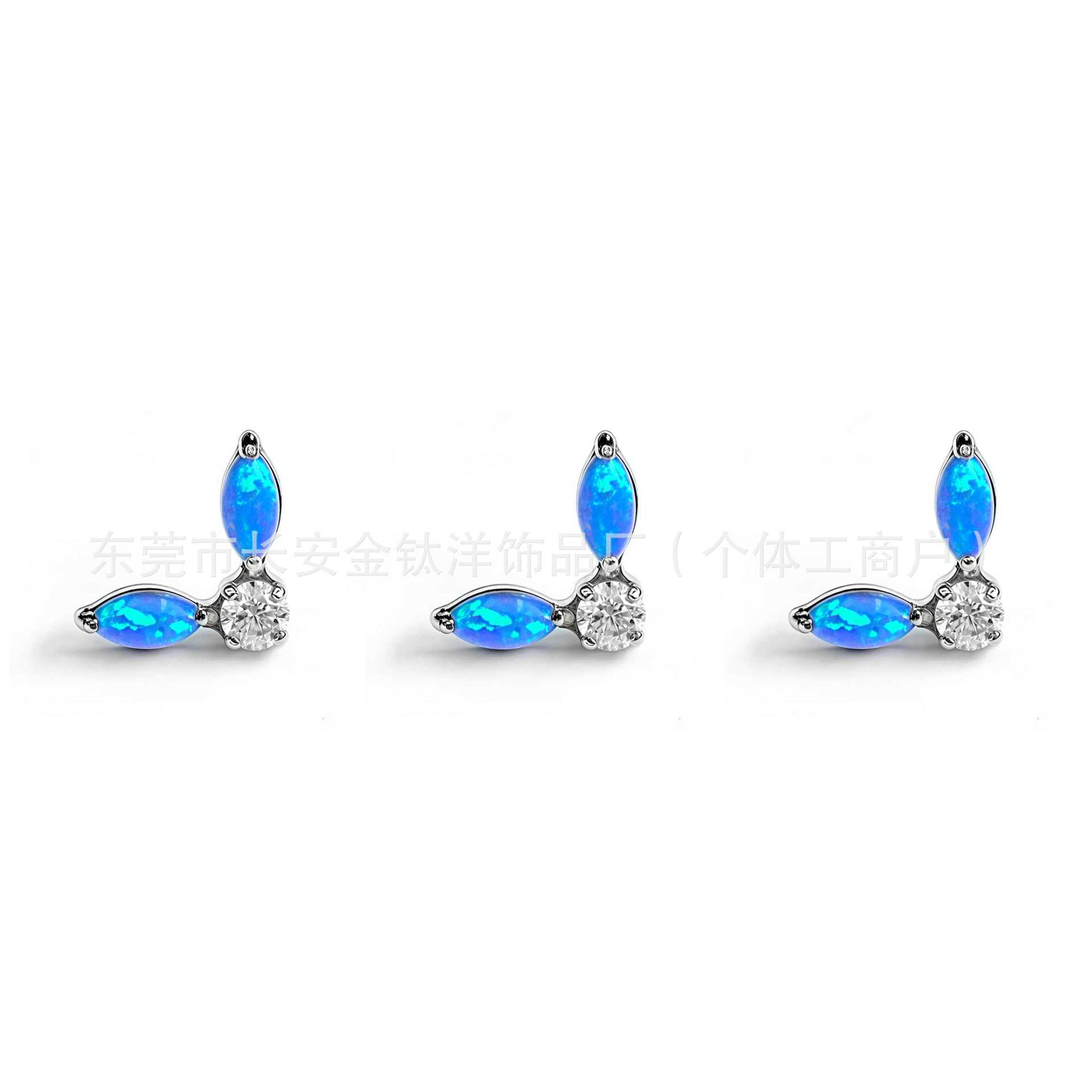 F136 Titanium Marquise Zircon Wing Earrings Lip Studs Nose Studs Ear Bone Studs G23 Titanium Alloy Body Piercing Jewelry - Image 4