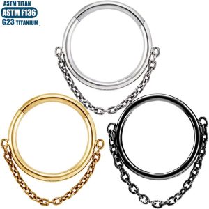 F136 Titanium Chain Nose Ring Seamless Closed Ring Tragus Piercing Earring Cartilage Hoop