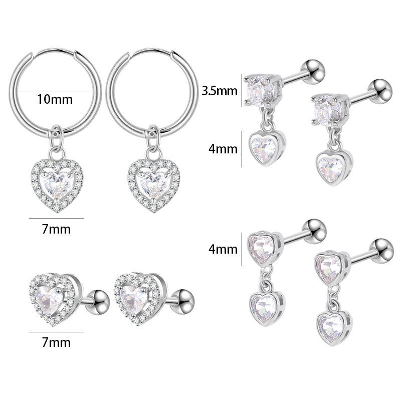 2023 Spring Diamond Stud Earrings Stainless Steel Fashion Ear Bone Stud Titanium Steel Earrings - Image 5