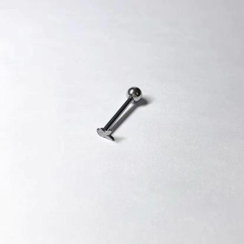 Tongue Nail Tongue Ring Short Rod Nail Piercing Jewelry - 316L Surgical Steel, 12mm Length, 1.6mm Thickness - Image 3