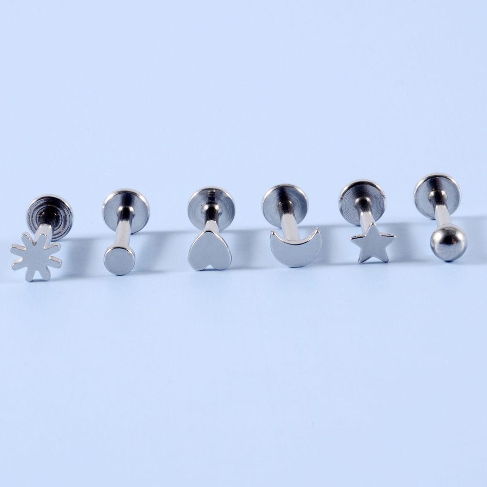 G23 Titanium 16G Labret Stud Lip Nail Internally Threaded Single/Double Puncture Jewelry 4-18mm - Image 4