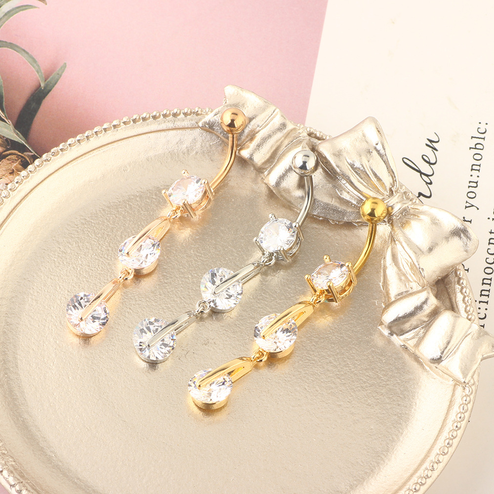 Cartoon Flower Love Zircon Navel Ring 316L Surgical Steel Belly Button Piercing Jewelry - Image 3