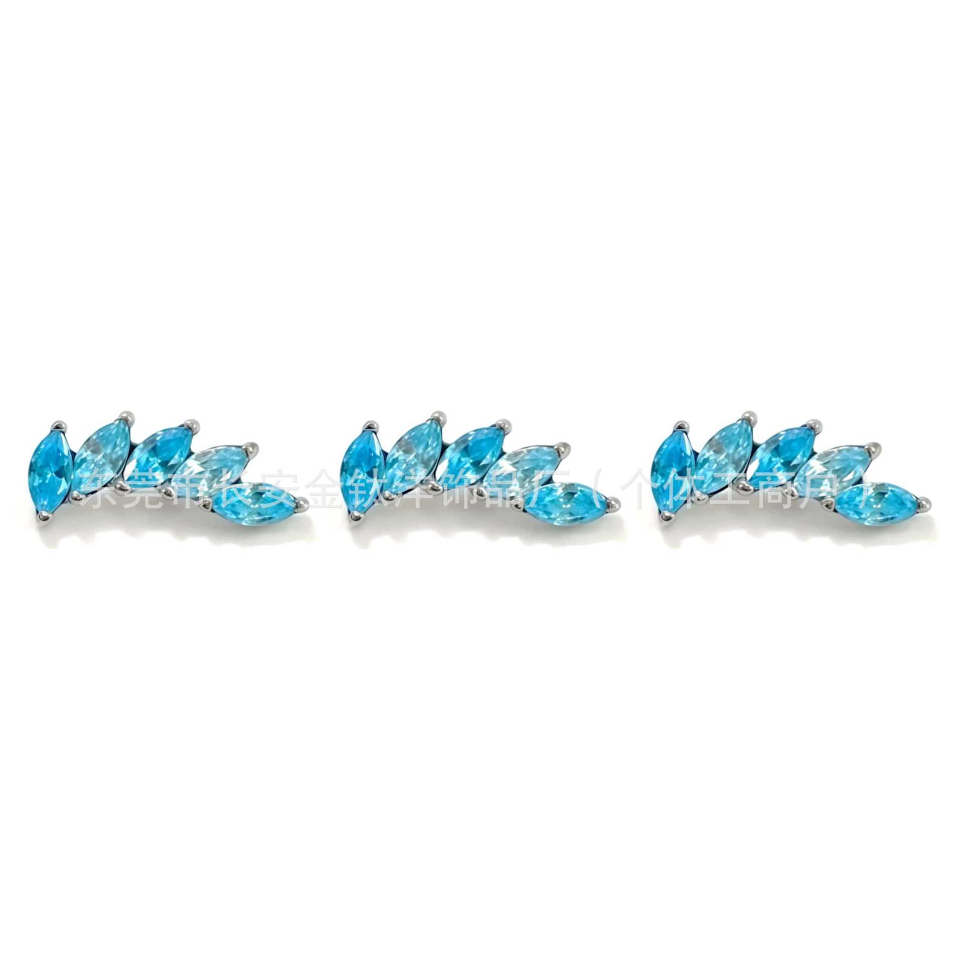 F136 Titanium Beveled Marquise Five-Leaf Bezel-Set 5A Zircon Ear Cartilage Stud Earring Body Piercing Jewelry - Image 3